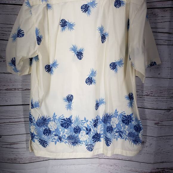 Caribbean Swimwear Men's Blue Cream Hawaiian Short Sleeve Shirt Size Large - Picture 10 of 14